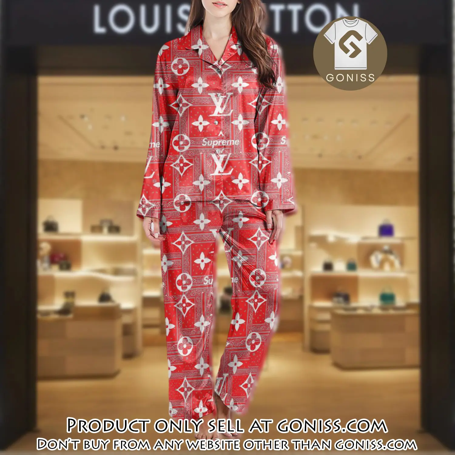 Lv monogram long satin pajama set pjs1022 gn1215620